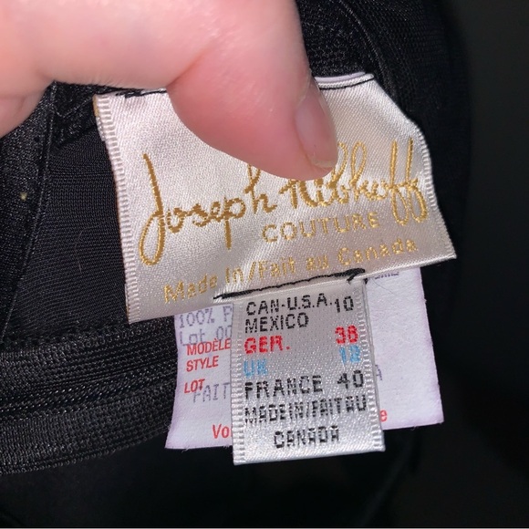 Joseph Ribkoff Couture Black Sheath Midi Dress Velvet Semi Sheer Mesh 10 - Picture 3 of 8